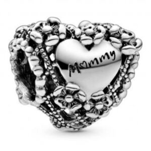 Authentic Pandora Openwork Flower Heart Mommy Charm